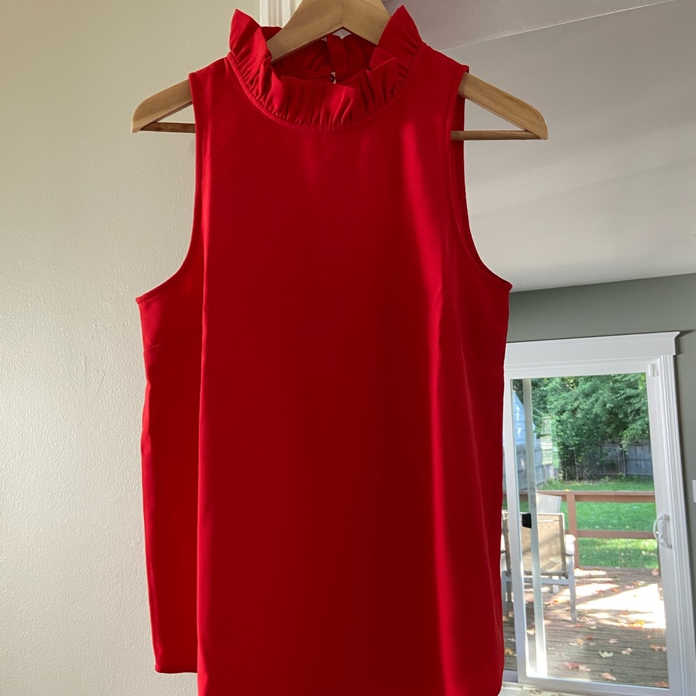 NWT J Crew Red Popover Blouse